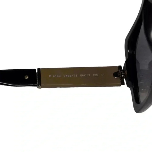 Burberry B 4160 3433/T3 Sunglasses Black w/ Classic Plaid polarized - Picture 6 of 7